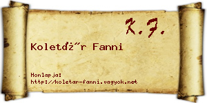 Koletár Fanni névjegykártya