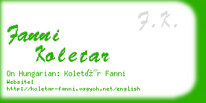 fanni koletar business card